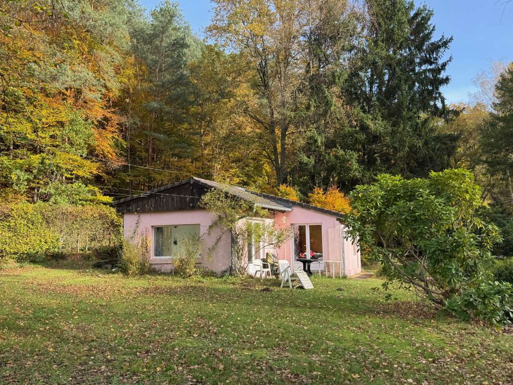 Kleines Ferienhäuschen mit schönem Naturgrundstück und Bachlauf direkt am Wald